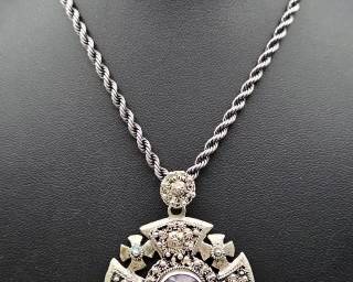 Vintage Sterling Amethyst Cross Necklace