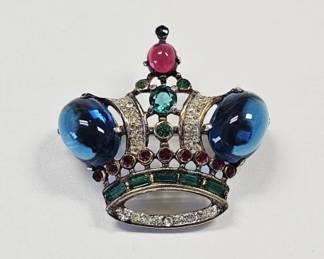 Vintage Sterling  Trifari rhinestone Crown Brooch