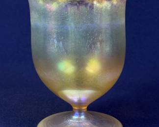 Aurene Iridescent Art Glass Footed Vase