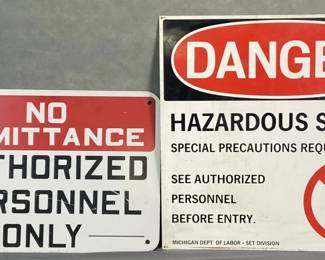 Enameled Metal Road Signs Danger No Admittance