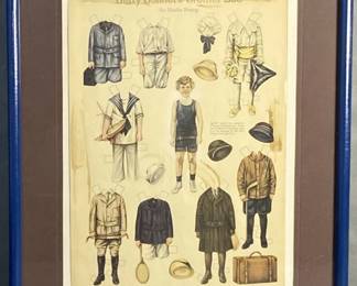 Antique Paper Doll Framed 1915