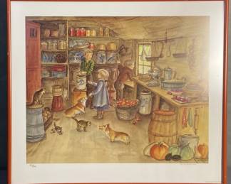 Tasha Tudor Harvest Pantry Lithograph Signed