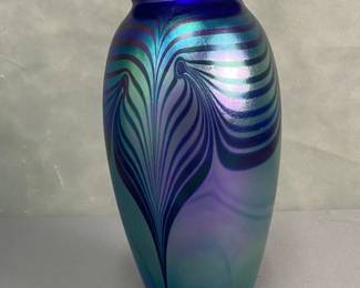 Robert Eickholt Iridescent Peacock Vase