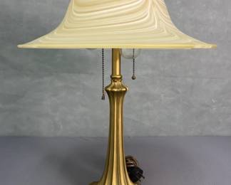 Art Nouveau Slag Glass Mushroom Lamp
