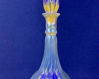 Vintage Iridescent Art Glass Bottle With Stopper