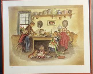 Tasha Tudor Making Sugar Cookies Litho Signed