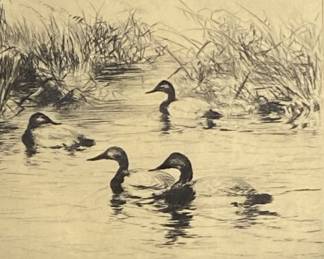 Roland Clark Signed Duck Etching Framed