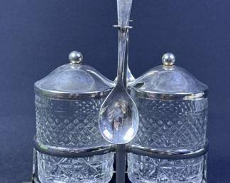 Vintage Sheffield Silver Plate Condiment Caddy