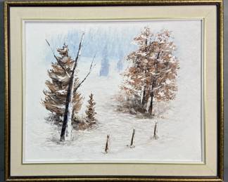 Original Oil Painting Winter Scene Signed