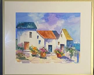Jan Mayer Signed Watercolor Beach Houses