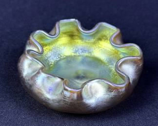 L.C. Tiffany Iridescent Glass Salt Cellar