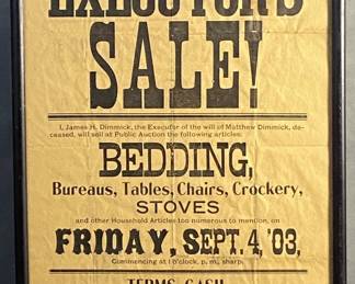 Antique Executors Sale Advertisement 1903