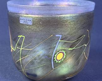 Kosta Boda Bertil Vallien Iridescent Tornado Glass