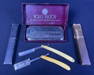 Vintage Rolls Razor & Straight Razors Lot