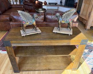 A pair of vintage brass Indian Dhokra winged elephants