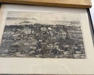 Charles Douglas Jones vintage etching 'Las Vegas'