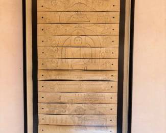 Framed antique Burmese Sutra (prayer book)