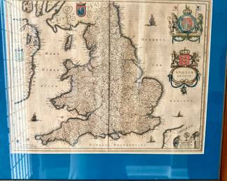 Anglia Regnum- Blaeu's Map of England-1645- hand colored