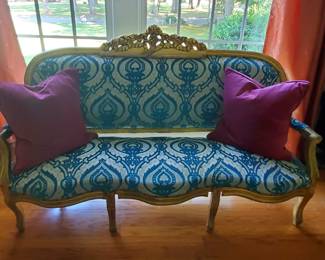 This sofa is exquisite. The fabric is outstanding. Please someone get this one. You will treasure it.