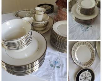 Solitaire by Lenox! 12 place settings plus bowls. Extra plates, bowls, saucer. Platter, oval bowl, other pieces. All on price.