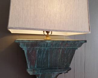 There is a pair of these. They are custom-made. The base is copper from an old building and a lamp was made. Reminder: There is a PAIR!