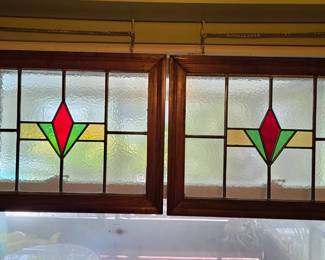 2 Framed Stain-glass windows 11.62 X 18.3 ~Sold individually 