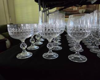 Vintage Belfast by Bohemia Crystal- Crystalex~~Lot of 8: Champagne/Tall Sherbert Glasses~~Lot of 8: Water Goblets~~Lot of 8: Wine Glasses
