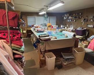 Entire room filled with everything related to sewing