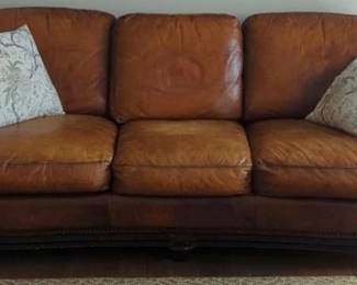 Leather Sofa With Throw Pillows