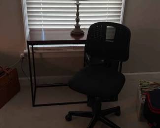 Table, Lamp And Rolling Chair