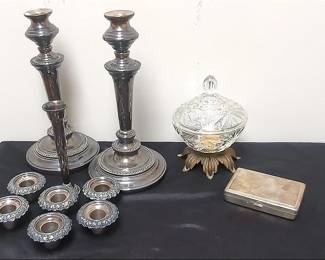 Vintage Silver Plate, Pewter, Glass Decor