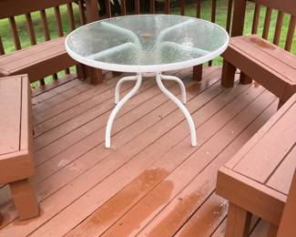 White metal and glass dinning table 
