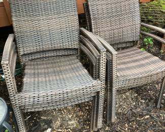 All weather woven resin chairs steel frame 