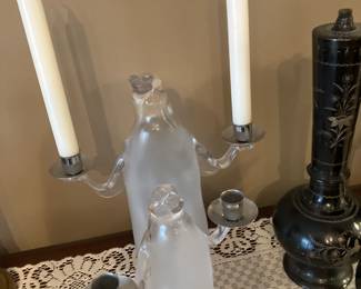 Frosted penguin candle sticks 