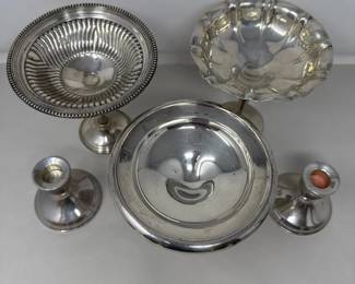 62 WeightedSterlingSilverPedestalBowlsCandleHolders