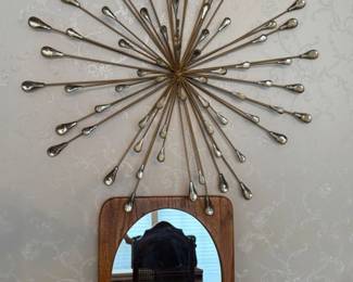 238 FacetedGlassGoldStarburstWallHangingMirror