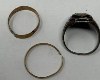 105 2GoldRingsBalfourSterlingRingWithStone