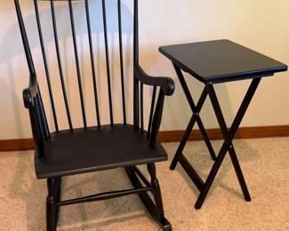 37 BlackSpindleBackRockingChairTrayTable