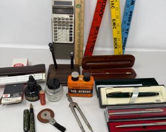 231 VintageOfficeSuppliesConklinCalligraphyTexasInstCalculator
