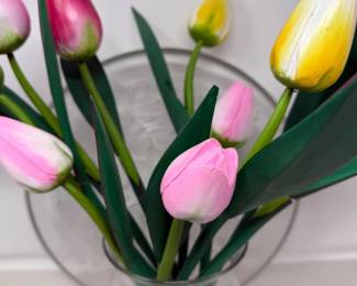 288 BouquetofWoodTulips3DFloralGlassDecorativePlate