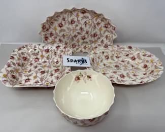 170 CopelandSpodeEnglishChinaRosebudChintzServingBowls