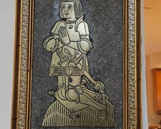 263 VintageFramedBrassRubbingOfSirThomasGolde