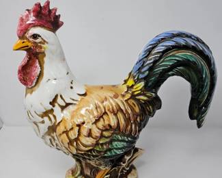 153 HandPaintedCeramicItalianMajolicaRoosterFigurine