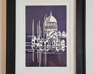 173 LimitedEditionArtistSignedFramedMattedLinocutPrint