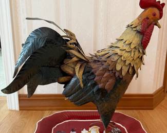 187 TinRoosterCeramicRoosterPlatter