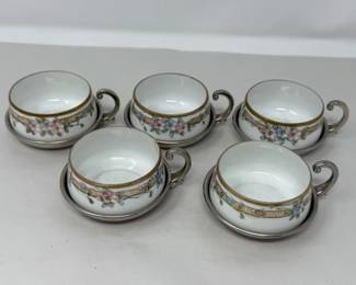 270 5VintageNipponDemitasseCupandMetalSaucers