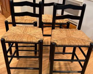 281 4WoodandRushLowBackBarStools