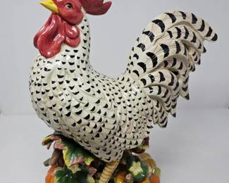 155 FitzandFloydClassicsCeramicGardeningGourmetRoosterFigurine