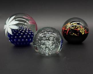 59 3HandBlownGlassPaperweights