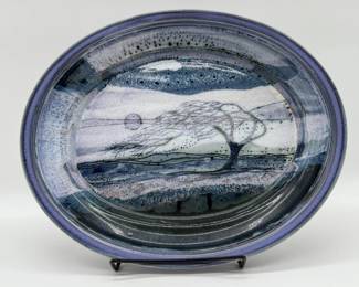 102 JDArtPotteryArtistStonewarePlatterSigned